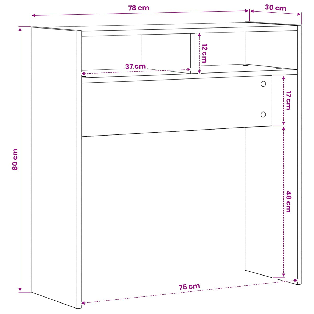 Console Table Black 78x30x80 cm Engineered Wood