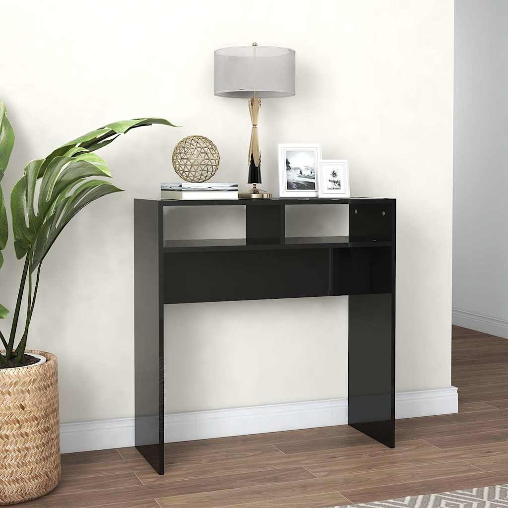 Console Table High Gloss Black 78x30x80 cm Engineered Wood