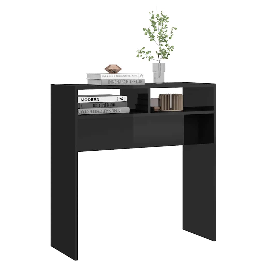 Console Table High Gloss Black 78x30x80 cm Engineered Wood