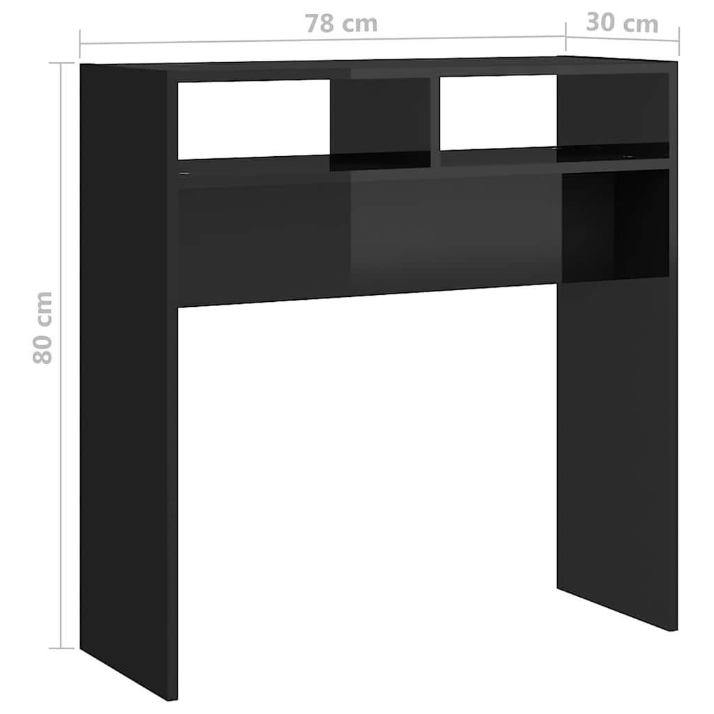 Console Table High Gloss Black 78x30x80 cm Engineered Wood