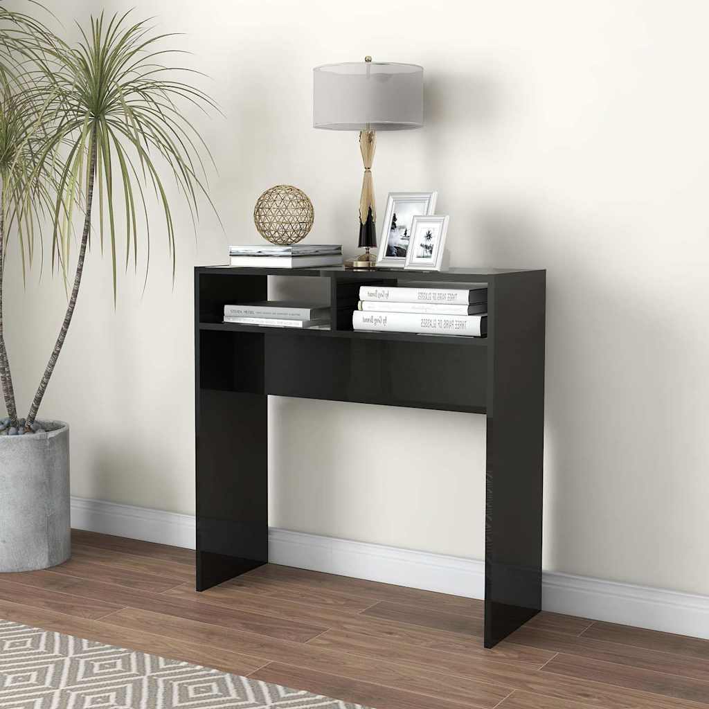 Console Table High Gloss Black 78x30x80 cm Engineered Wood