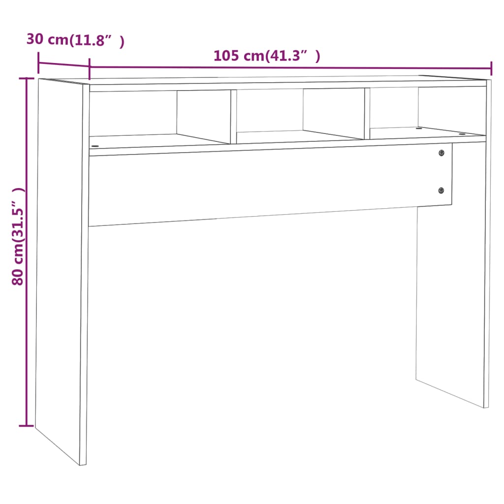 Console Table Black 105x30x80 cm Engineered Wood