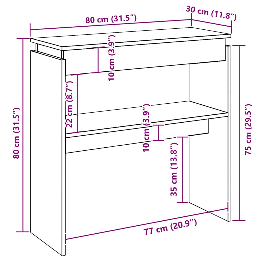 Console Table Grey 80x30x80 cm Engineered Wood