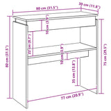 Console Table Sonoma Oak 80x30x80 cm Engineered Wood - Rear View