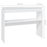 Console Table White 102x30x80 cm Engineered Wood - Rear View