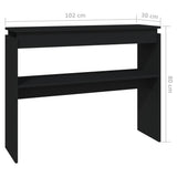 Console Table Black 102x30x80 cm Engineered Wood - Rear View