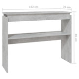 Console Table Concrete Grey 102x30x80 cm Engineered Wood - Rear View