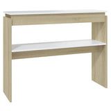 Console Table White and Sonoma Oak 102x30x80 cm Engineered Wood