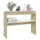 Console Table White and Sonoma Oak 102x30x80 cm Engineered Wood