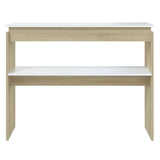 Console Table White and Sonoma Oak 102x30x80 cm Engineered Wood - Top-Down View