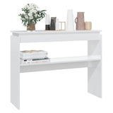Console Table High Gloss White 102x30x80 cm Engineered Wood - 45-Degree Angle