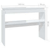 Console Table High Gloss White 102x30x80 cm Engineered Wood - Close-Up Angle