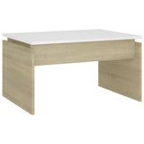 Coffee Table White and Sonoma Oak 68x50x38 cm Engineered Wood