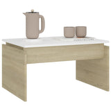 Coffee Table White and Sonoma Oak 68x50x38 cm Engineered Wood - Top-Down View