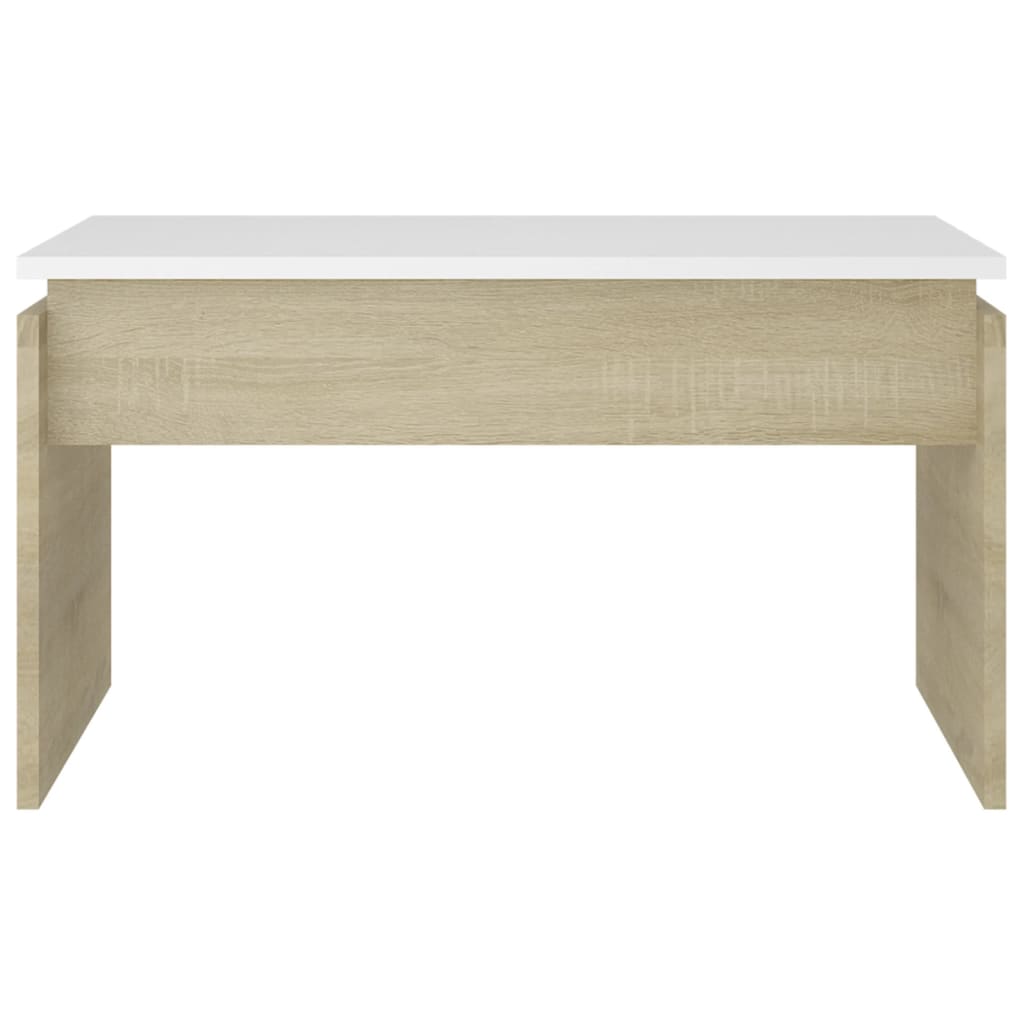 Coffee Table White and Sonoma Oak 68x50x38 cm Engineered Wood