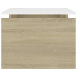 Coffee Table White and Sonoma Oak 68x50x38 cm Engineered Wood - Rear View