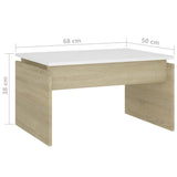 Coffee Table White and Sonoma Oak 68x50x38 cm Engineered Wood - Close-Up Angle