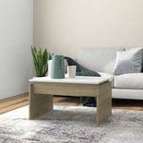 Coffee Table White and Sonoma Oak 68x50x38 cm Engineered Wood