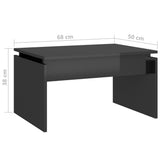 Coffee Table High Gloss Grey 68x50x38 cm Engineered Wood - Close-Up Angle