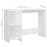Notebook Desk White 102.5x35x75 cm Engineered Wood - Rear View