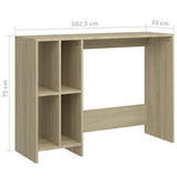 Notebook Desk Sonoma Oak 102.5x35x75 cm Engineered Wood - Rear View