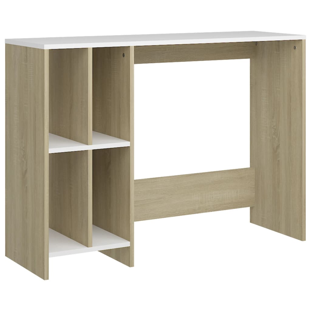 Notebook Desk White and Sonoma Oak 102.5x35x75 cm Engineered Wood
