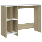 Notebook Desk White and Sonoma Oak 102.5x35x75 cm Engineered Wood - Front View