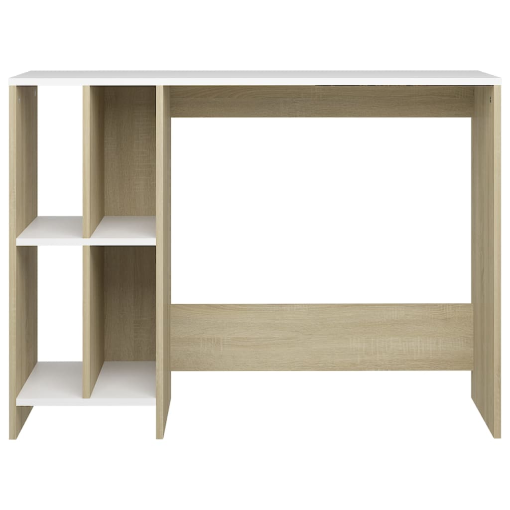 Notebook Desk White and Sonoma Oak 102.5x35x75 cm Engineered Wood