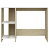Notebook Desk White and Sonoma Oak 102.5x35x75 cm Engineered Wood - Side View