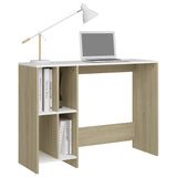 Notebook Desk White and Sonoma Oak 102.5x35x75 cm Engineered Wood