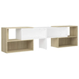 TV Cabinet White and Sonoma Oak 149x30x52 cm Engineered Wood - Front View