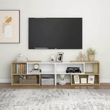 TV Cabinet White and Sonoma Oak 149x30x52 cm Engineered Wood - Side View