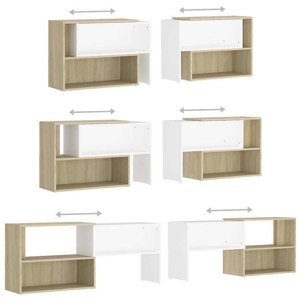TV Cabinet White and Sonoma Oak 149x30x52 cm Engineered Wood