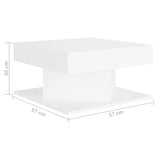 Coffee Table White 57x57x30 cm Engineered Wood - 45-Degree Angle