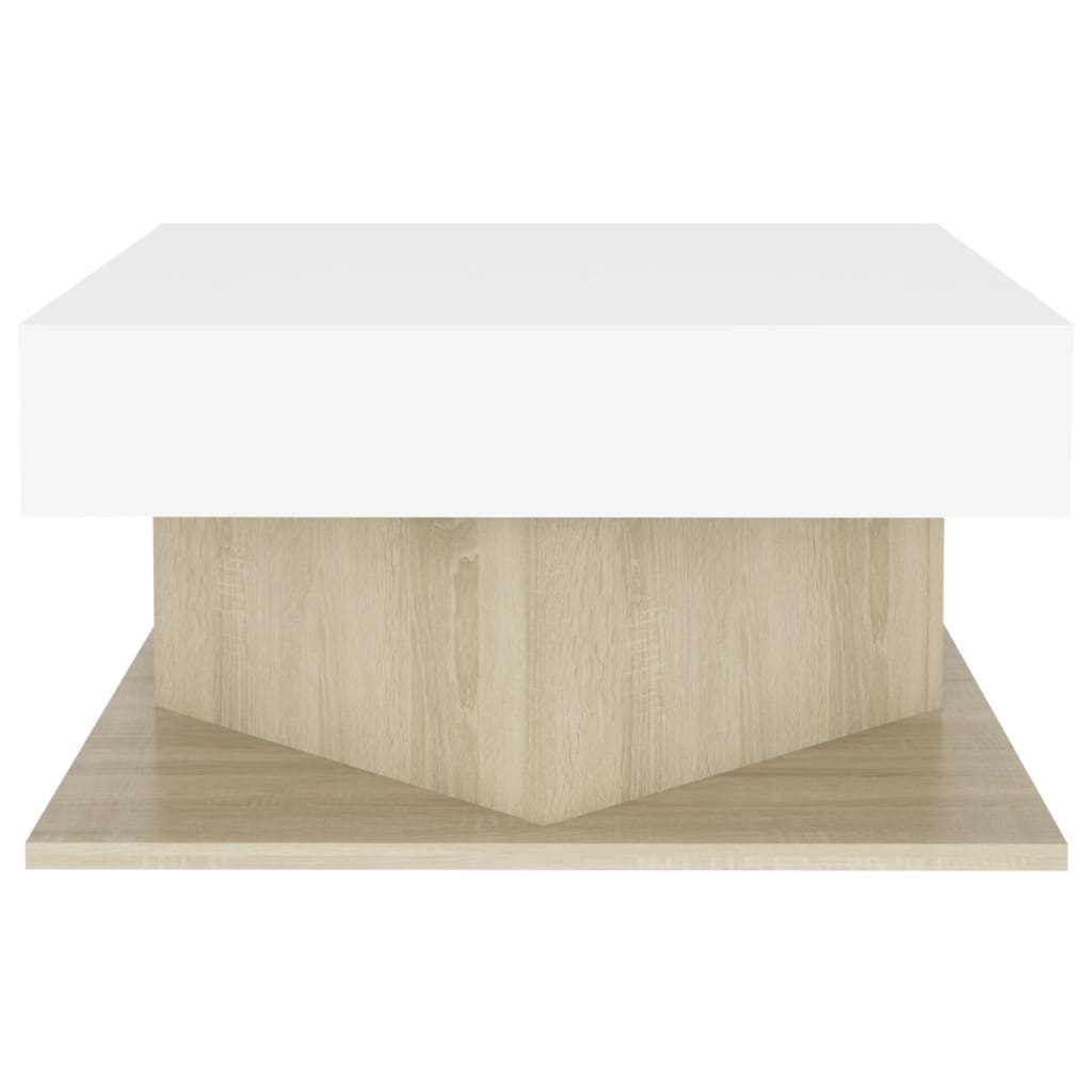 Coffee Table White and Sonoma Oak 57x57x30 cm Engineered Wood