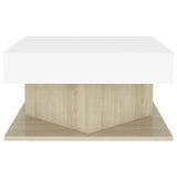 Coffee Table White and Sonoma Oak 57x57x30 cm Engineered Wood - Side View