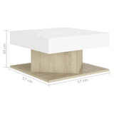 Coffee Table White and Sonoma Oak 57x57x30 cm Engineered Wood - 45-Degree Angle