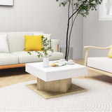 Coffee Table White and Sonoma Oak 57x57x30 cm Engineered Wood
