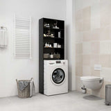 Washing Machine Cabinet Black 64x24x190 cm - Side View