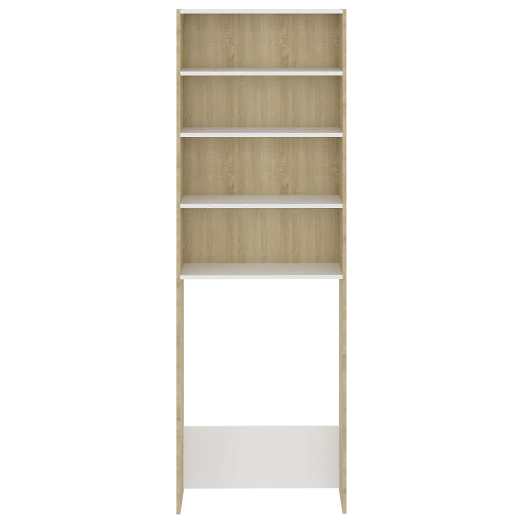 Washing Machine Cabinet White and Sonoma Oak 64x24x190 cm