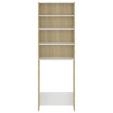Washing Machine Cabinet White and Sonoma Oak 64x24x190 cm