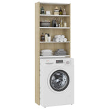Washing Machine Cabinet White and Sonoma Oak 64x24x190 cm - 45-Degree Angle