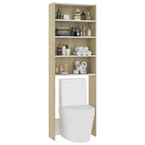Washing Machine Cabinet White and Sonoma Oak 64x24x190 cm