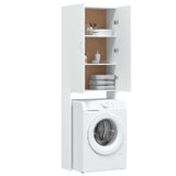 Washing Machine Cabinet White 64x25.5x190 cm - Rear View