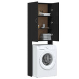 Washing Machine Cabinet Black 64x25.5x190 cm - Rear View