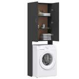 Washing Machine Cabinet Grey 64x25.5x190 cm - Rear View