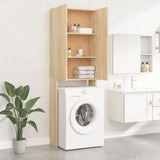 Washing Machine Cabinet Sonoma Oak 64x25.5x190 cm - Close-Up Angle