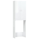 Washing Machine Cabinet High Gloss White 64x25.5x190 cm - Front View