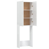 Washing Machine Cabinet High Gloss White 64x25.5x190 cm - 45-Degree Angle