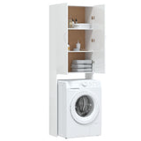 Washing Machine Cabinet High Gloss White 64x25.5x190 cm - Rear View